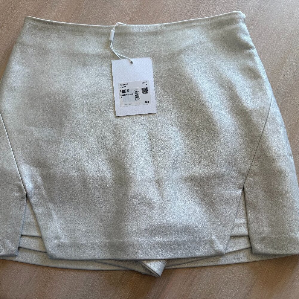 Endless Rose Faux Leather Silver Front Slits Skort